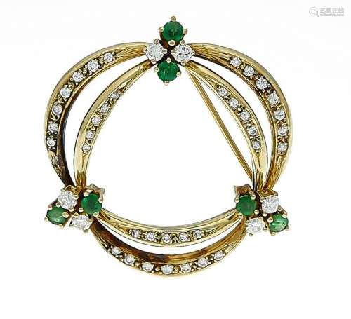 Emerald-brilliant brooch