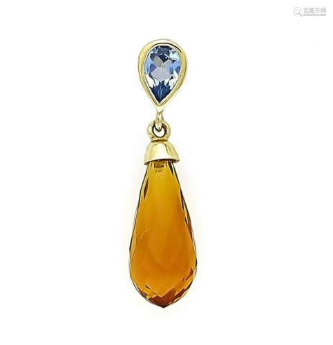 Citrine blue topaz pendan