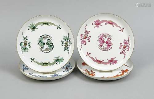 Four wall plates, Meissen