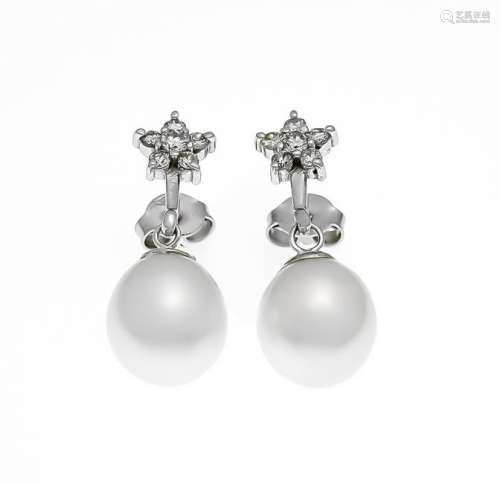 Pearl diamond ear studs W