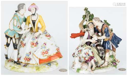 2 Courting Couple Porcelain Figurals, incl. Meissen