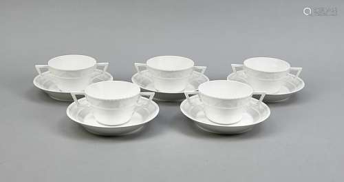 Five soup cups with under