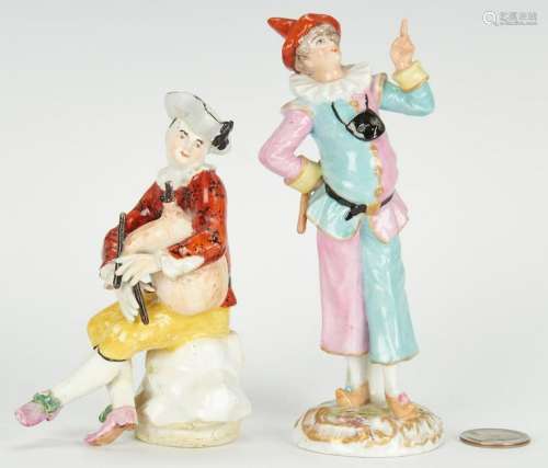 2 Meissen Porcelain Figurines, Bagpipe Player &