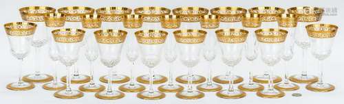 23 Pcs. St. Louis Glass Thistle Pattern Stemware