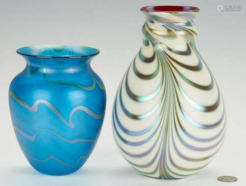 2 Charles Lotton Art Glass Vases