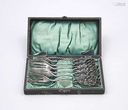 Six pastry forks, German,