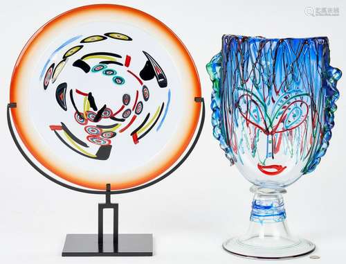 Murano Picasso Glass Sculpture + Art Glass Orb