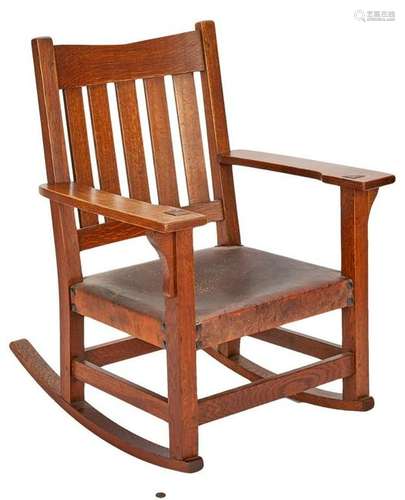 Gustav Stickley Arts & Crafts Oak Rocking Chair