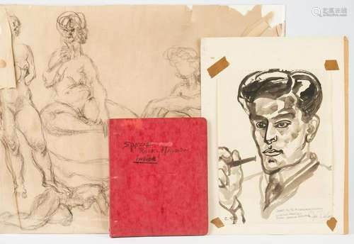 3 Joseph Delaney Drawings on Paper, incl. Portrait,