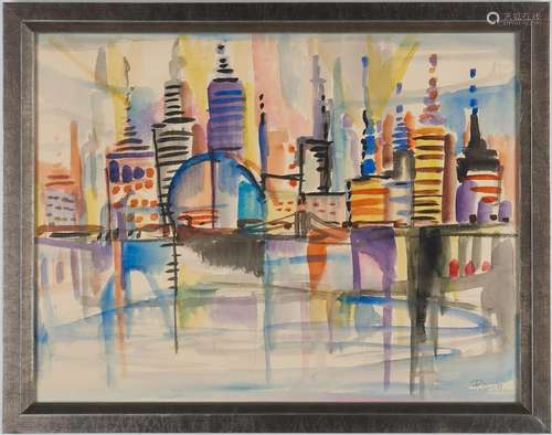 Greg Ridley Watercolor, Cityscape