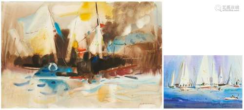 2 Wayne Wu Abstract Maritime Watercolor Paintings