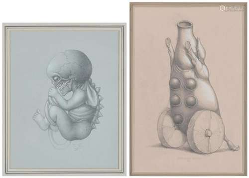 2 Werner Wildner Surrealist Drawings