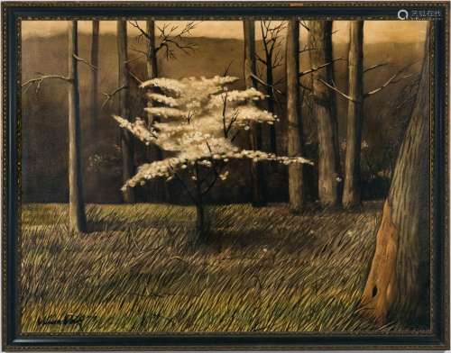 William Wolk O/C, Landscape W/ Dogwood Tree