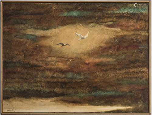William Wolk O/C, Landscape of Ocean w/ Seagulls