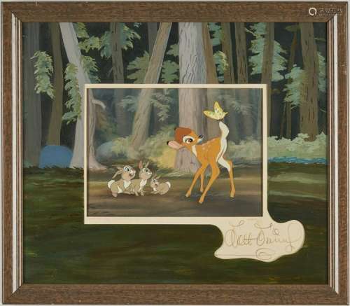 Walt Disney signed Bambi animation cel, 1942