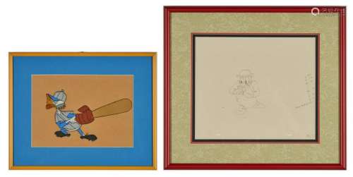 Disney Duck Animation Cel and Drawing