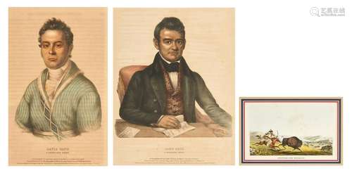 3 McKenney & Hall Prints, Cherokee Chiefs and Buffalo