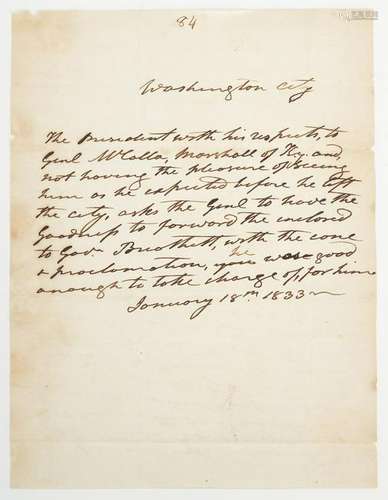 President Andrew Jackson letter, KY interest