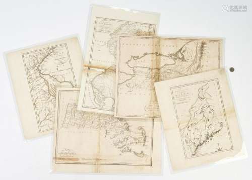 5 American Maps c. 1795: Carey, Lewis