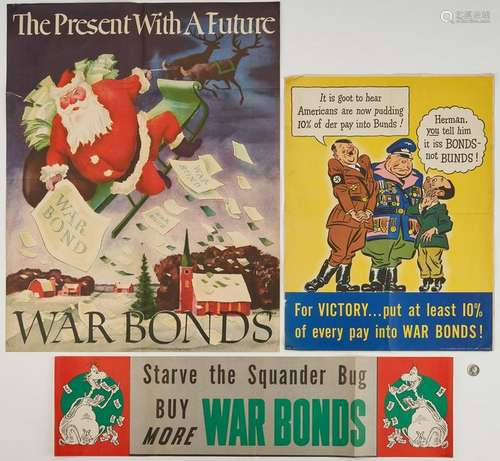 3 U. S. World War II War Bonds Posters