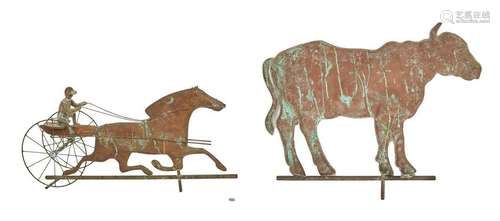 Pair of American Weathervanes, incl. Horse & Cow