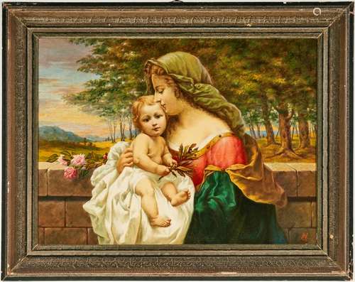 Austrian School O/B Painting, Madonna & Child