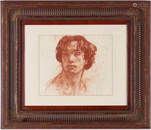 Nikolai Blokhin Conte Crayon Drawing, Self-Portrait