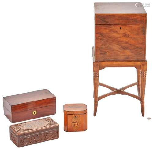 Rosewood Tea Chest plus 3 small boxes