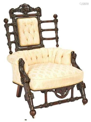 Renaissance Revival Medallion-Back Chair, Hunzinger