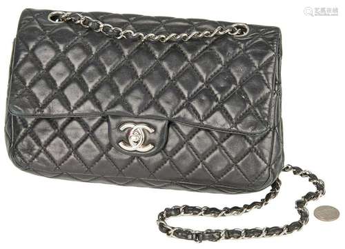 Chanel Classic Double Flap Black Quilted Purse, Small