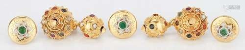 Three 18K Buccellati Button Cuffs & Pr. 18K Multistone