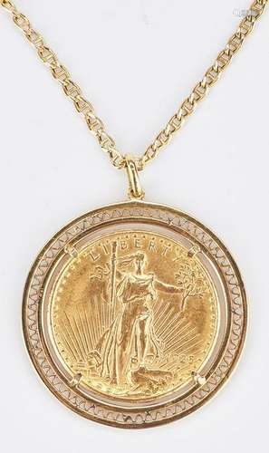 1925 $20 Saint-Gaudens Gold Coin, Mounted