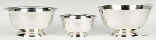 3 Sterling Revere Bowls/ Manchester, Poole & Spaulding