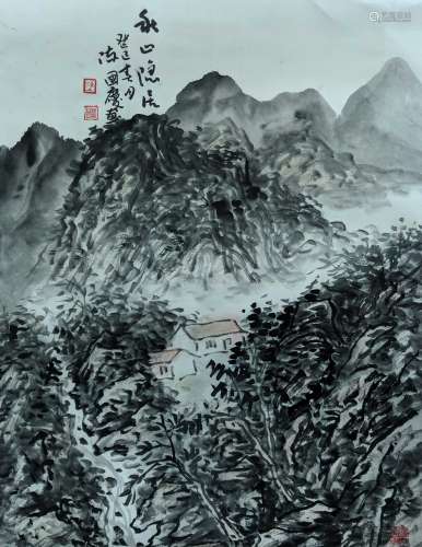 陳國慶-山水 紙本 鏡片