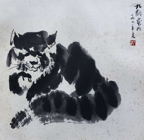 陳九齡-貓 紙本 鏡片