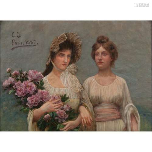 Portrait of Marie and Helene Brusseau, Signed  E.D.