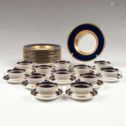 English Gilt Cobalt Porcelain