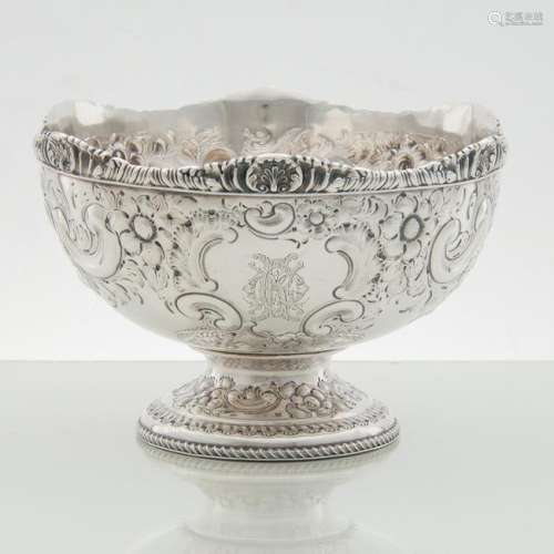 Sheffield Sterling Repoussé Footed Bowl