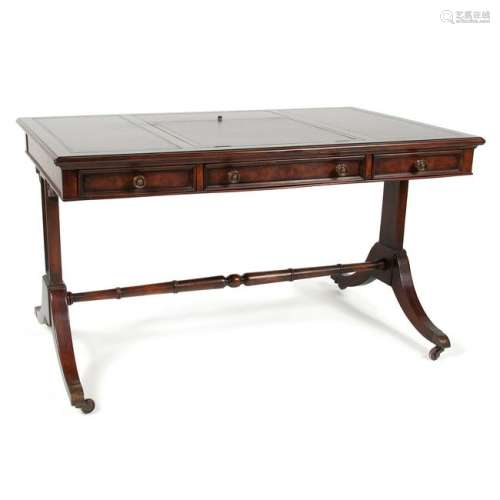 Regency-Style Writing Desk with Leather Top