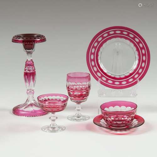 Cranberry Cut-to-Clear Glass Tablewares