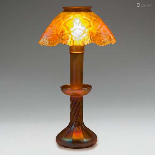 Fine  Tiffany  Iridescent Candle Lamp with Honeycomb