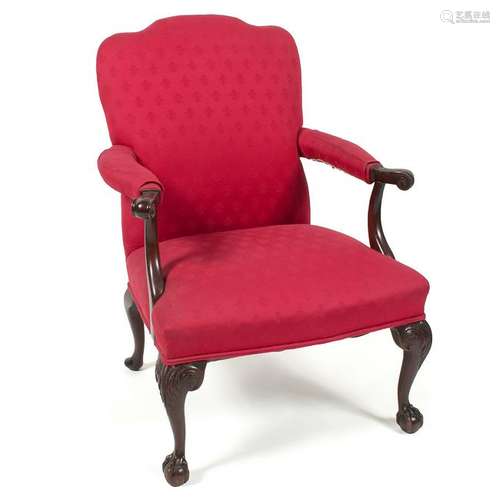 Georgian-Style Upholstered Library Chair