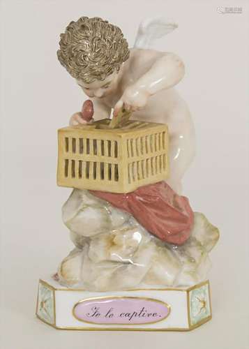 Devisenkind 'Je le captive' / A cupid putting a heart