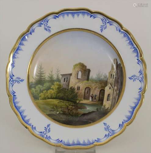 Teller mit Ansicht einer Ruine / A plate with view of a