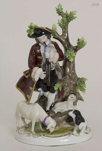 Schäfergruppe / A porcelain group of shepherd with