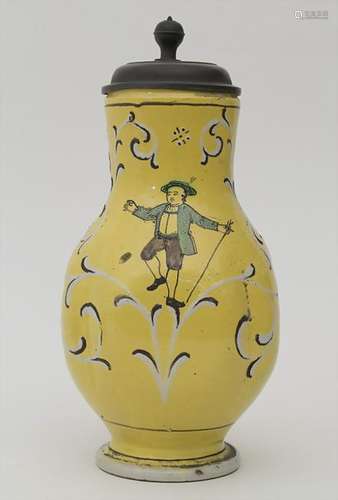 Fayence-Birnkrug / A faience pear-shaped jug, deutsch,