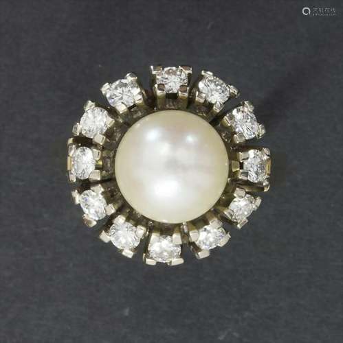 Damenring mit Brillanten und Perle / A ladies ring with