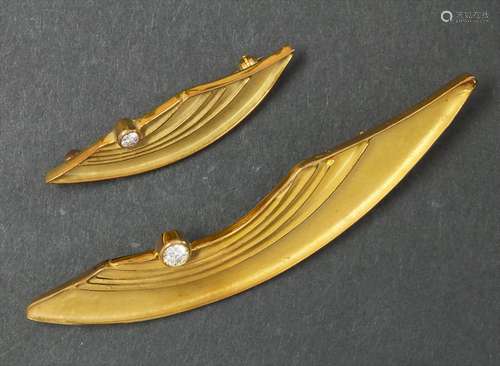 Paar Stabbroschen mit Diamanten / A pair of brooches