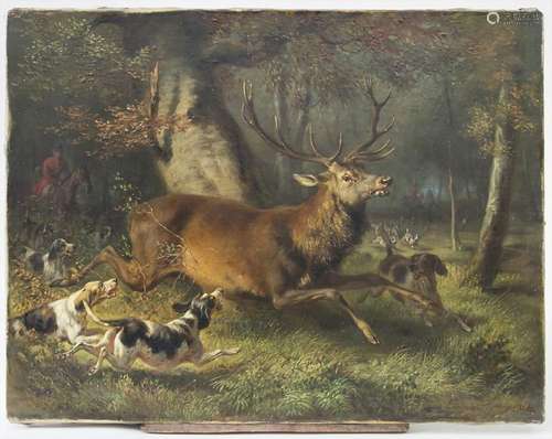 Benno Raffael Adam (1812-1892), 'Hirschjagd' / 'A stag