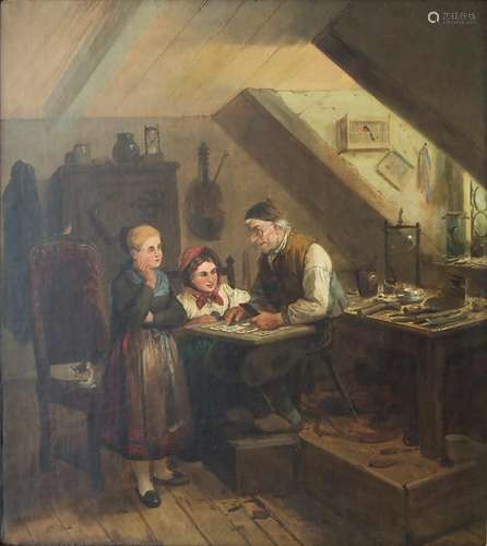 Meno Mühlig (1823-1873), 'In der Schusterwerkstatt' /